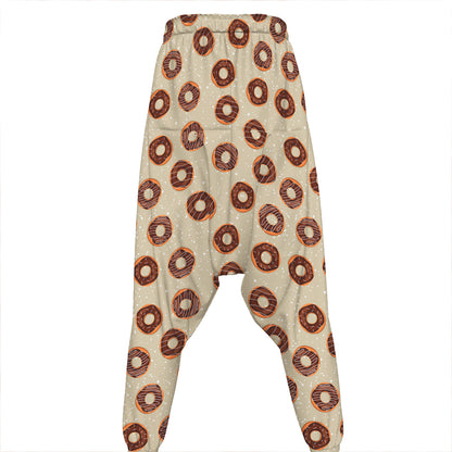 Chocolate Donuts Pattern Print Hammer Pants
