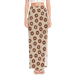 Chocolate Donuts Pattern Print High Slit Maxi Skirt