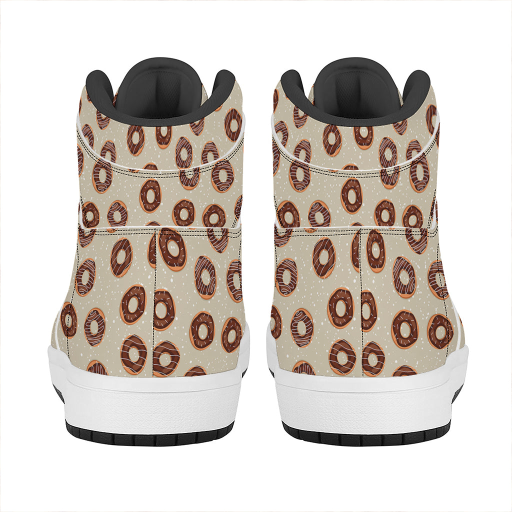 Chocolate Donuts Pattern Print High Top Leather Sneakers