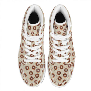 Chocolate Donuts Pattern Print High Top Leather Sneakers