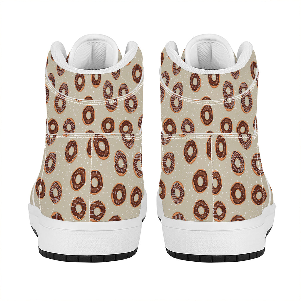 Chocolate Donuts Pattern Print High Top Leather Sneakers