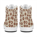 Chocolate Donuts Pattern Print High Top Leather Sneakers