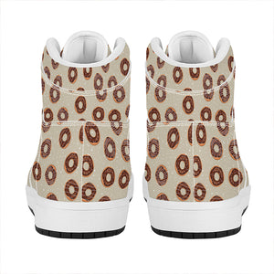 Chocolate Donuts Pattern Print High Top Leather Sneakers