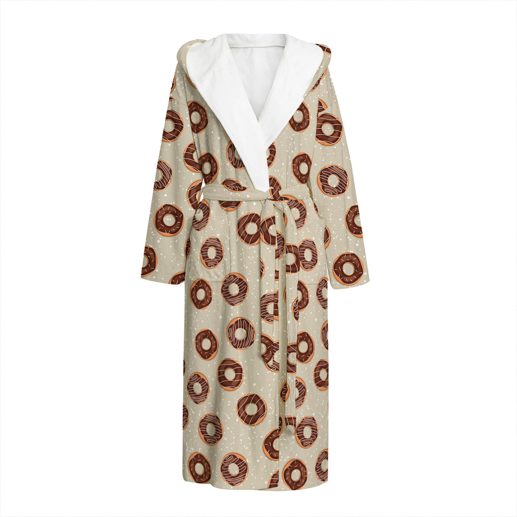 Chocolate Donuts Pattern Print Hooded Bathrobe