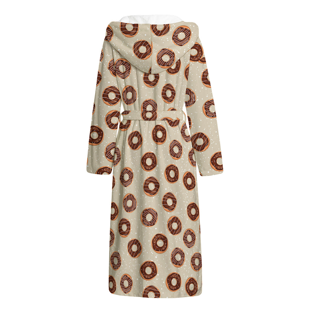 Chocolate Donuts Pattern Print Hooded Bathrobe
