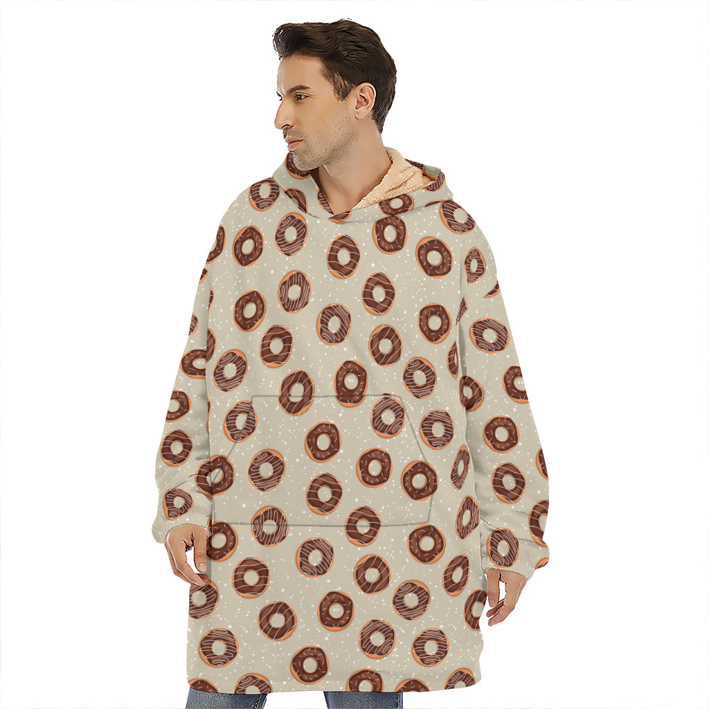 Chocolate Donuts Pattern Print Hoodie Blanket