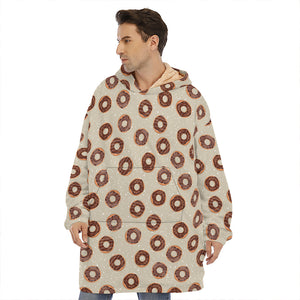 Chocolate Donuts Pattern Print Hoodie Blanket