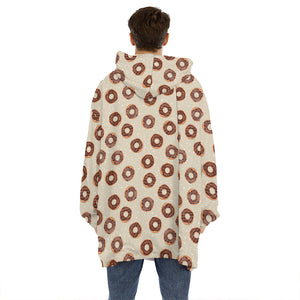 Chocolate Donuts Pattern Print Hoodie Blanket