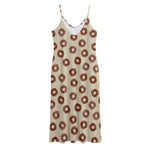 Chocolate Donuts Pattern Print Jersey Midi Cami Dress