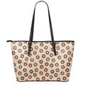 Chocolate Donuts Pattern Print Leather Tote Bag With Zipper
