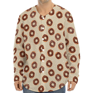 Chocolate Donuts Pattern Print Long Sleeve Baseball Jersey