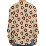 Chocolate Donuts Pattern Print Long Sleeve Baseball Jersey