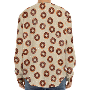 Chocolate Donuts Pattern Print Long Sleeve Baseball Jersey