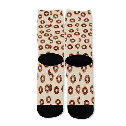 Chocolate Donuts Pattern Print Long Socks