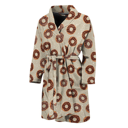 Chocolate Donuts Pattern Print Men's Bathrobe