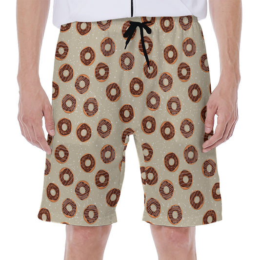 Chocolate Donuts Pattern Print Men's Beach Shorts