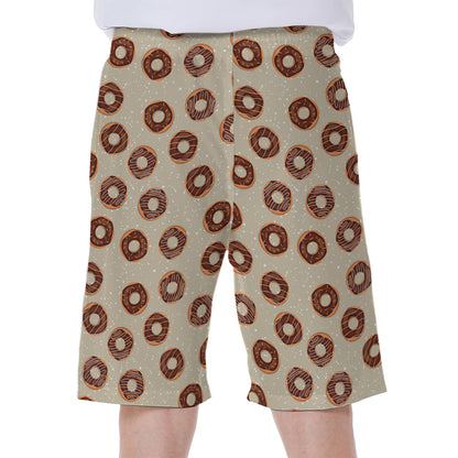 Chocolate Donuts Pattern Print Men's Beach Shorts
