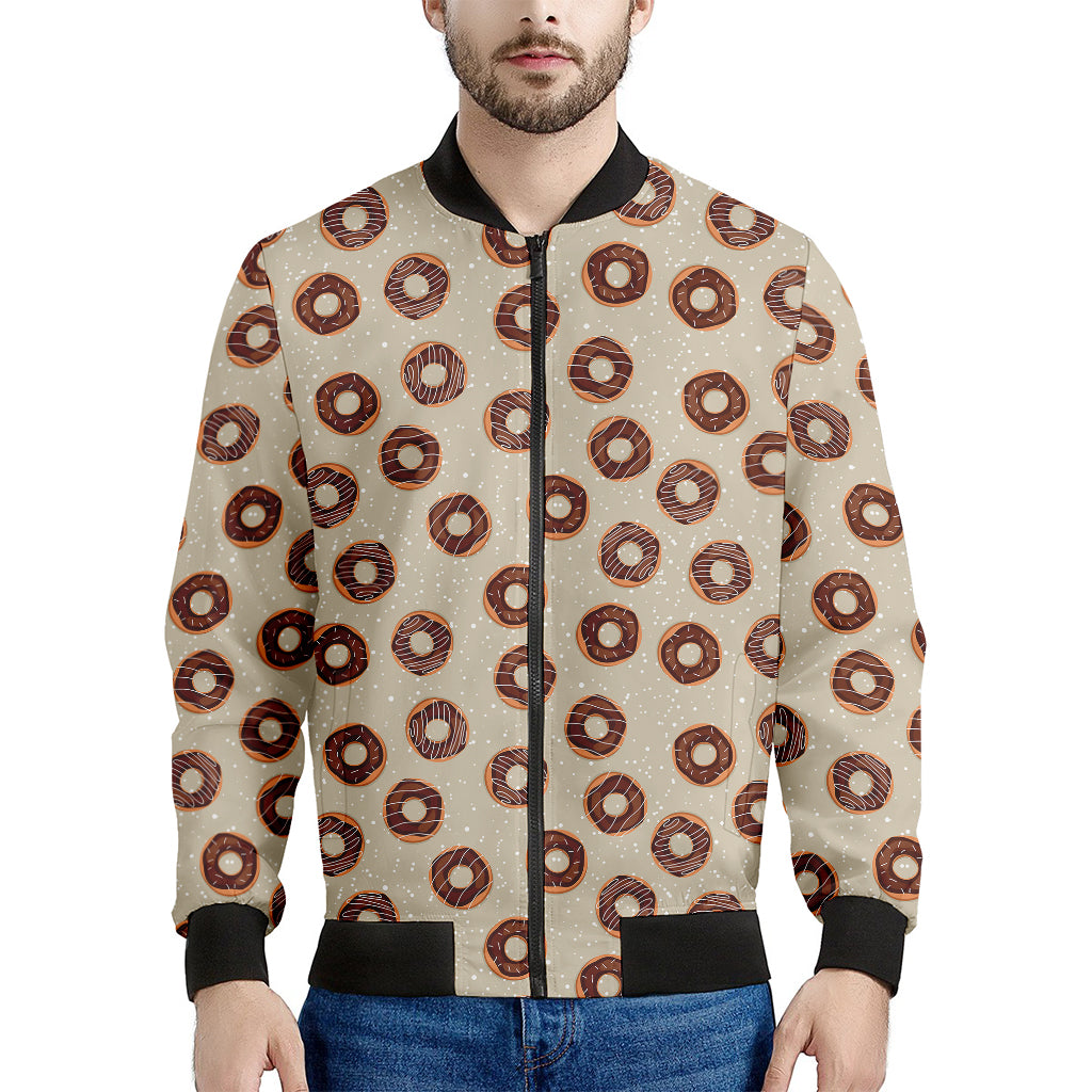 Chocolate Donuts Pattern Print Men's Bomber Jacket
