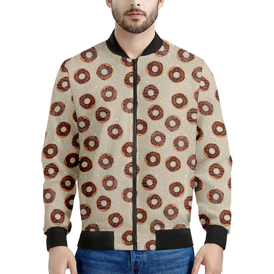 Chocolate Donuts Pattern Print Men's Bomber Jacket
