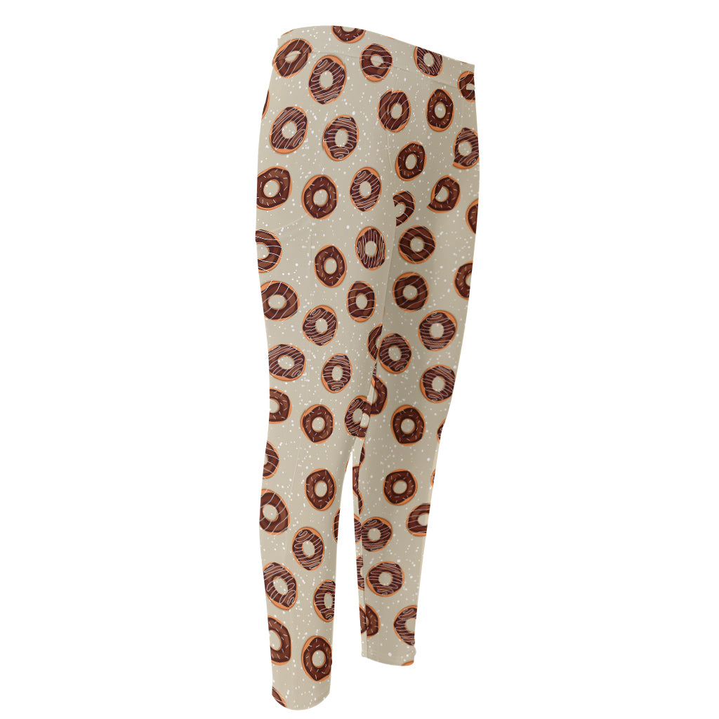 Chocolate Donuts Pattern Print Men's Compression Pants