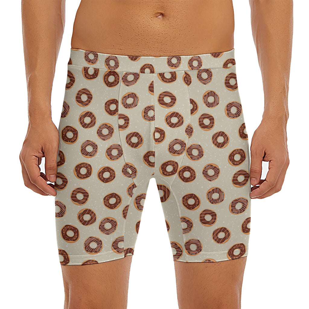 Chocolate Donuts Pattern Print Men's Long Boxer Briefs