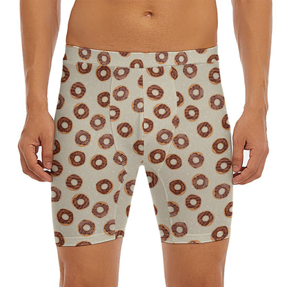 Chocolate Donuts Pattern Print Men's Long Boxer Briefs