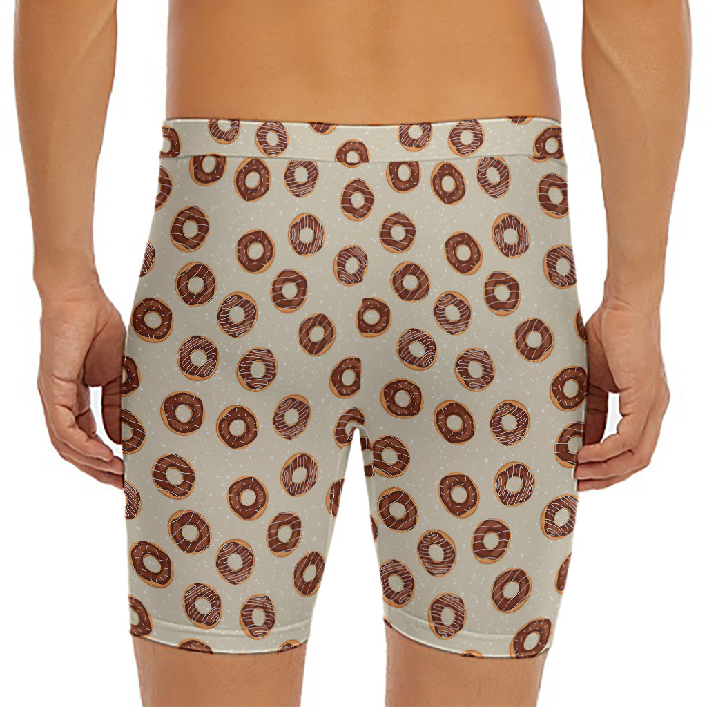 Chocolate Donuts Pattern Print Men's Long Boxer Briefs