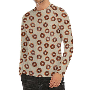 Chocolate Donuts Pattern Print Men's Long Sleeve Rash Guard