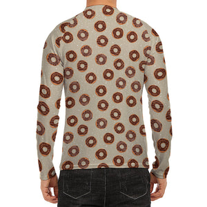 Chocolate Donuts Pattern Print Men's Long Sleeve Rash Guard