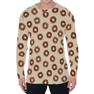 Chocolate Donuts Pattern Print Men's Long Sleeve T-Shirt