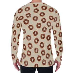 Chocolate Donuts Pattern Print Men's Long Sleeve T-Shirt