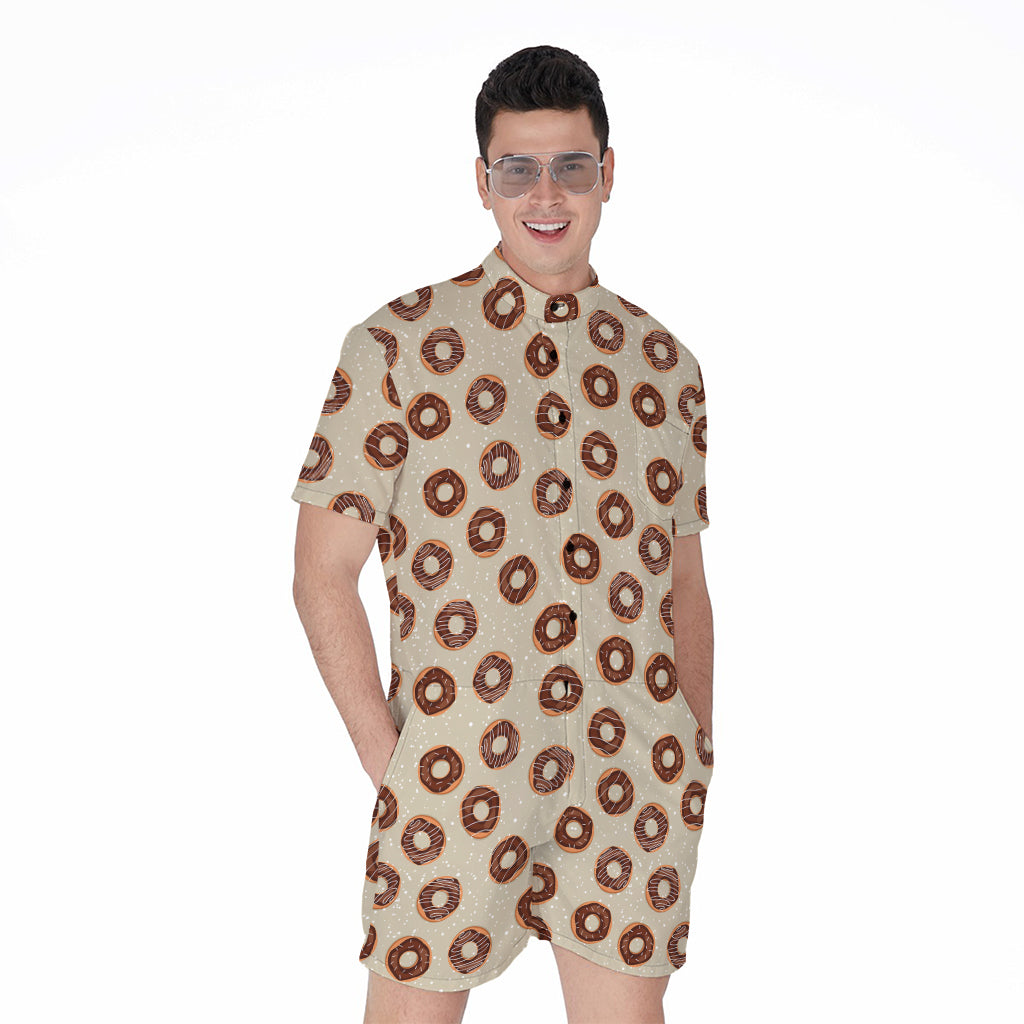 Chocolate Donuts Pattern Print Men's Rompers