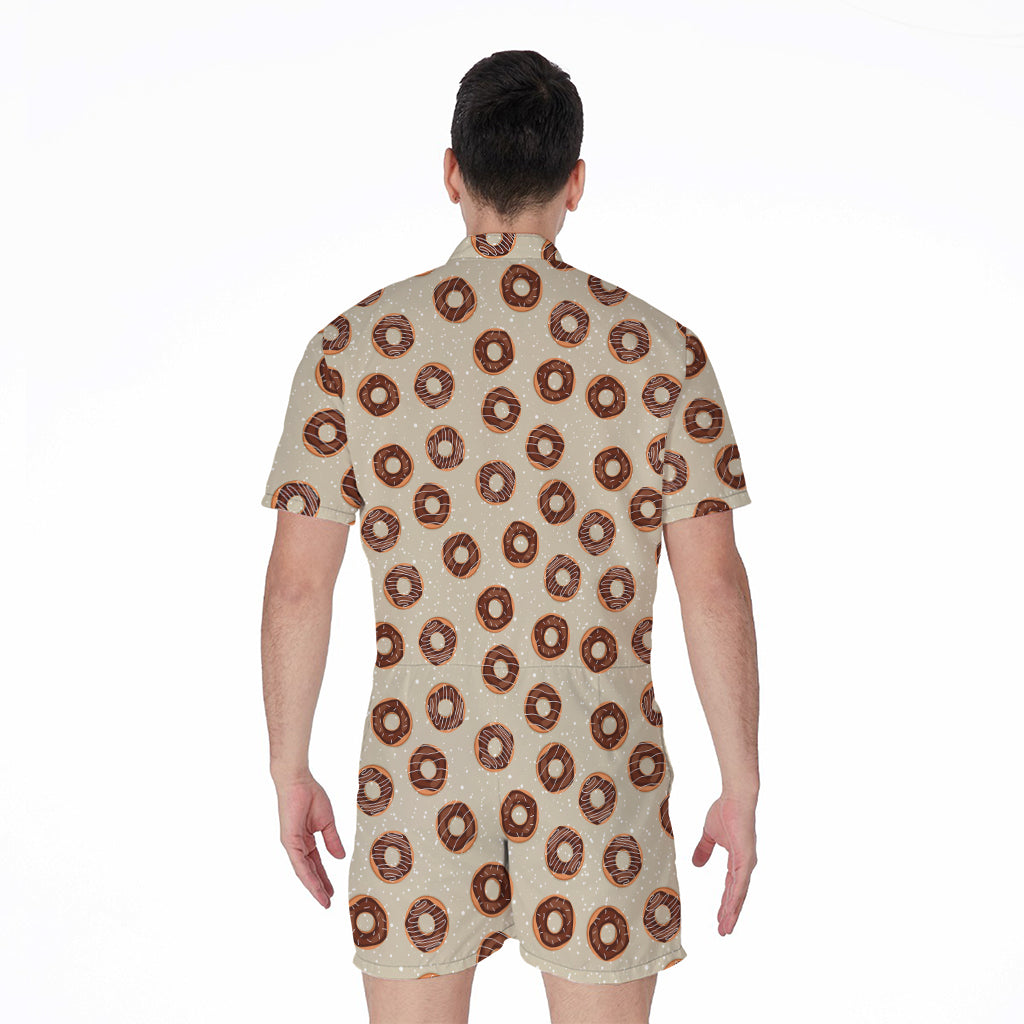 Chocolate Donuts Pattern Print Men's Rompers