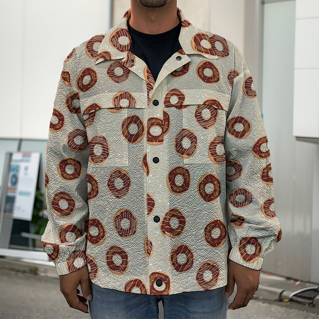 Chocolate Donuts Pattern Print Men's Shirt Jacket