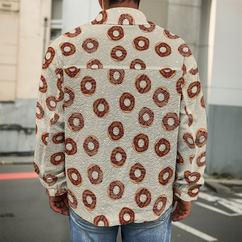 Chocolate Donuts Pattern Print Men's Shirt Jacket