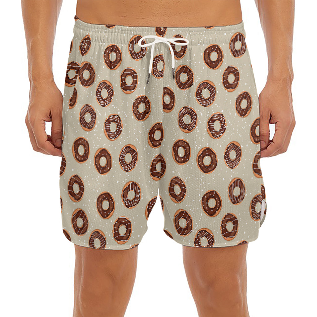 Chocolate Donuts Pattern Print Men's Split Running Shorts