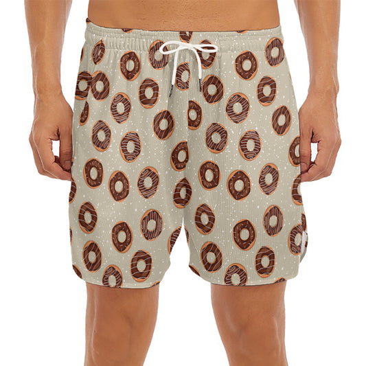 Chocolate Donuts Pattern Print Men's Split Running Shorts