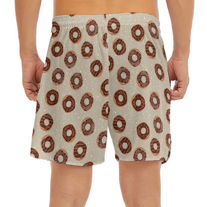 Chocolate Donuts Pattern Print Men's Split Running Shorts