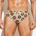 Chocolate Donuts Pattern Print Men's Swim Briefs