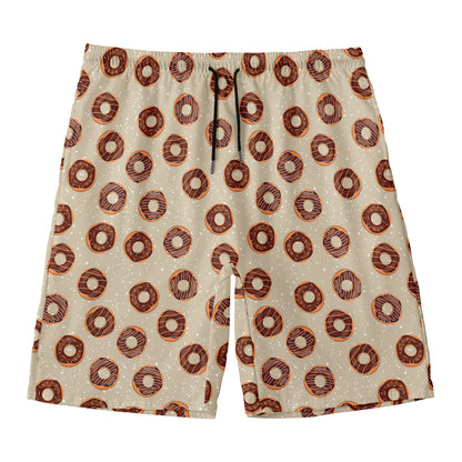 Chocolate Donuts Pattern Print Men's Swim Trunks