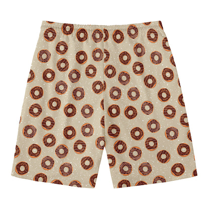 Chocolate Donuts Pattern Print Men's Swim Trunks