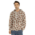 Chocolate Donuts Pattern Print Men's Velvet Pullover Hoodie