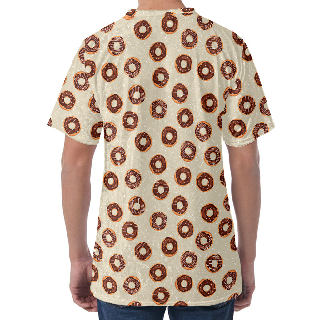 Chocolate Donuts Pattern Print Men's Velvet T-Shirt
