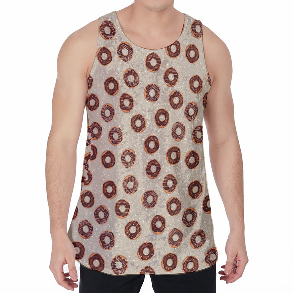 Chocolate Donuts Pattern Print Men's Velvet Tank Top