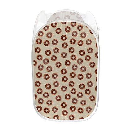Chocolate Donuts Pattern Print Mesh Laundry Hamper