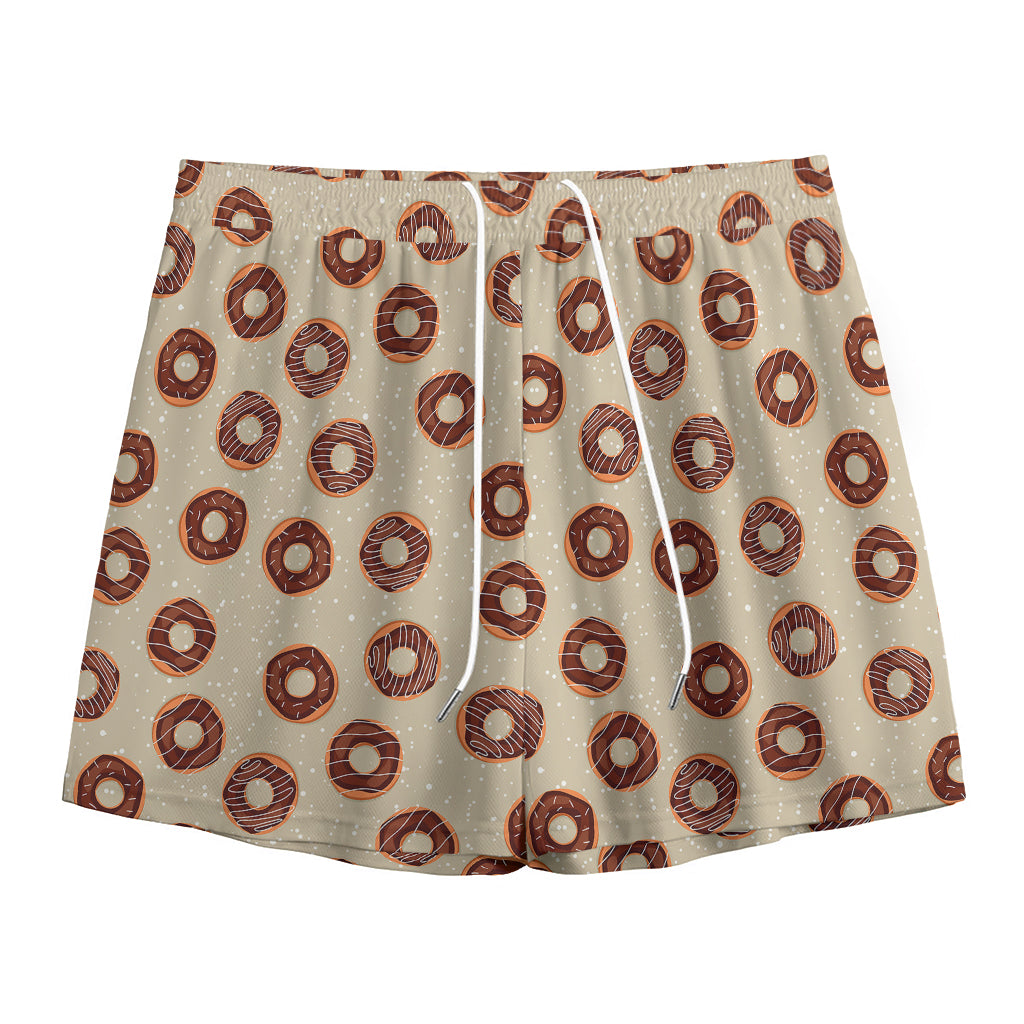 Chocolate Donuts Pattern Print Mesh Shorts