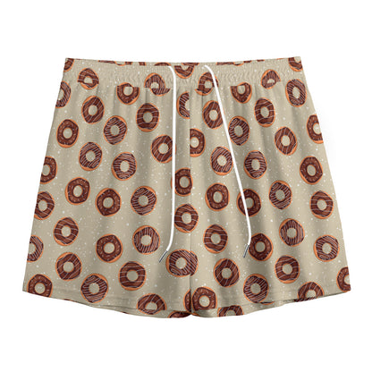 Chocolate Donuts Pattern Print Mesh Shorts