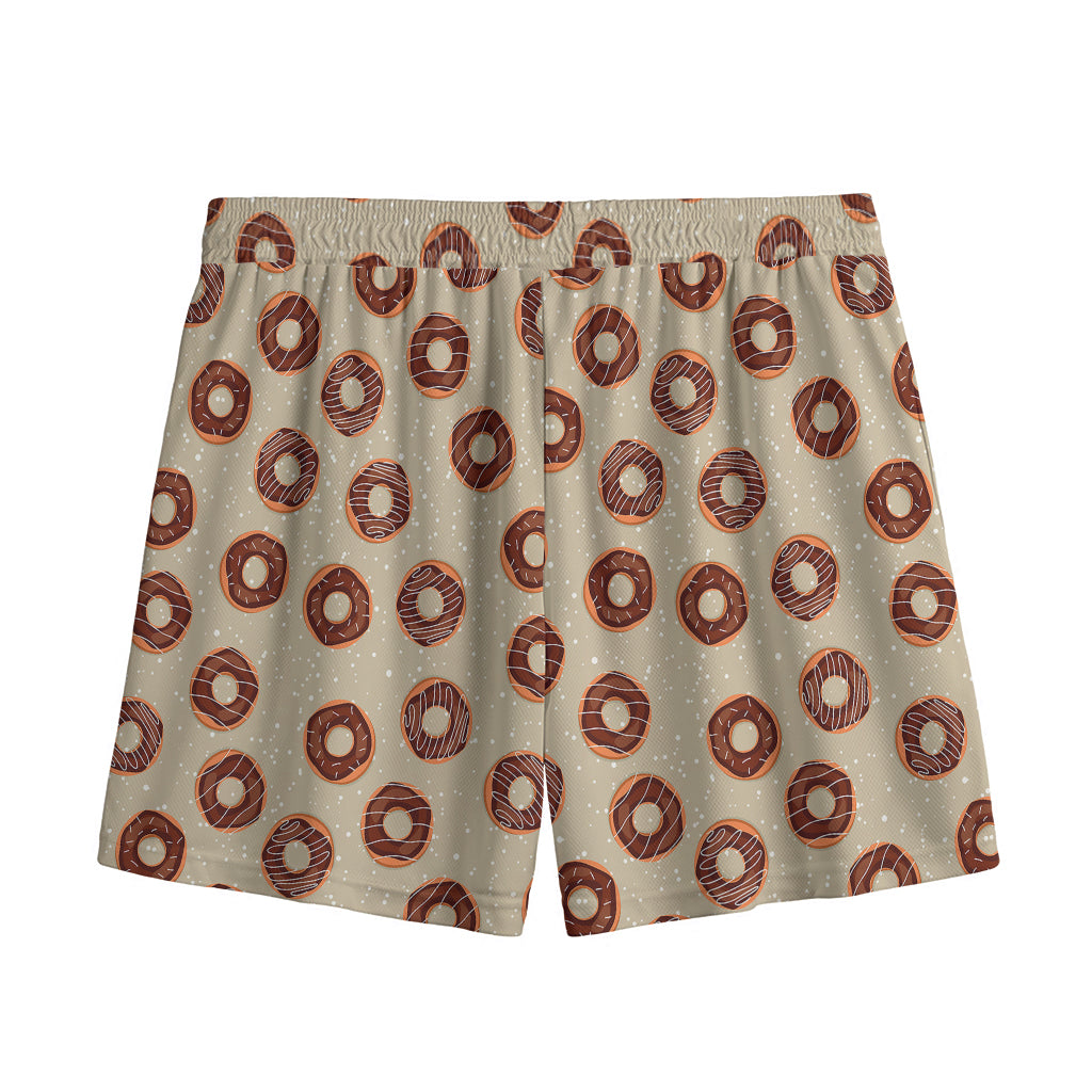 Chocolate Donuts Pattern Print Mesh Shorts