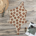 Chocolate Donuts Pattern Print One Shoulder Bodysuit