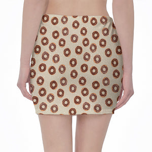 Chocolate Donuts Pattern Print Pencil Mini Skirt